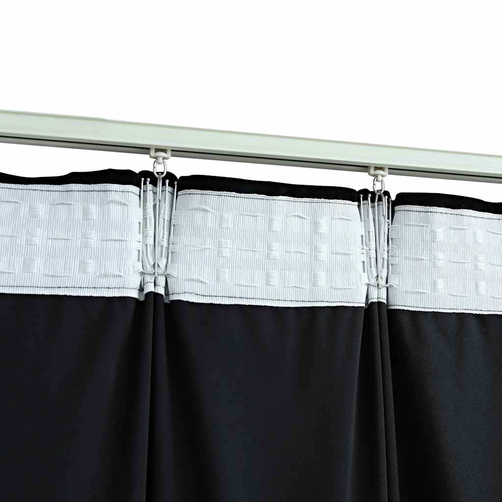 Blackout Curtains with Hooks 2 pcs. Velvet Black 140x245 cm