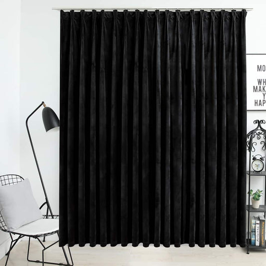 Rideau occultant à crochets Velours Noir 290 x 245 cm