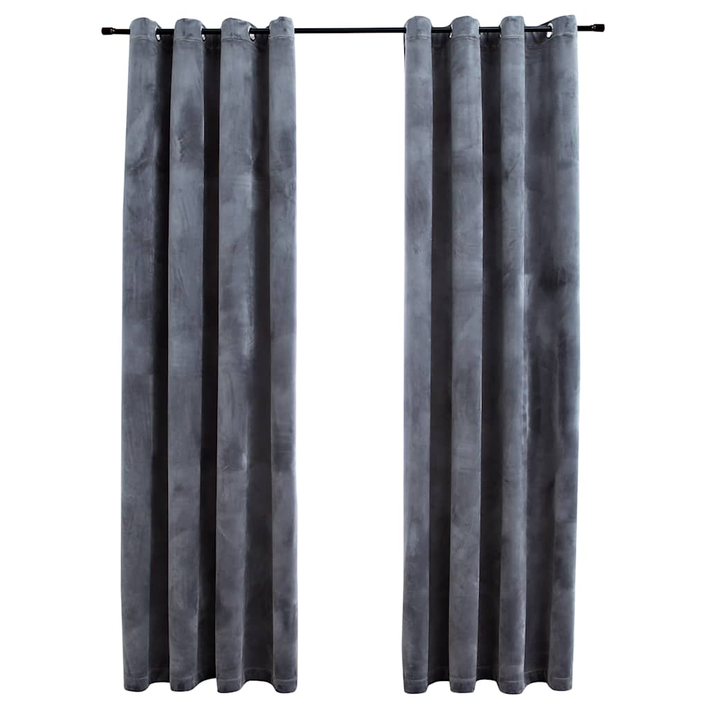 Rideaux occultants à œillets 2 pces Velours Anthracite 140x225 cm