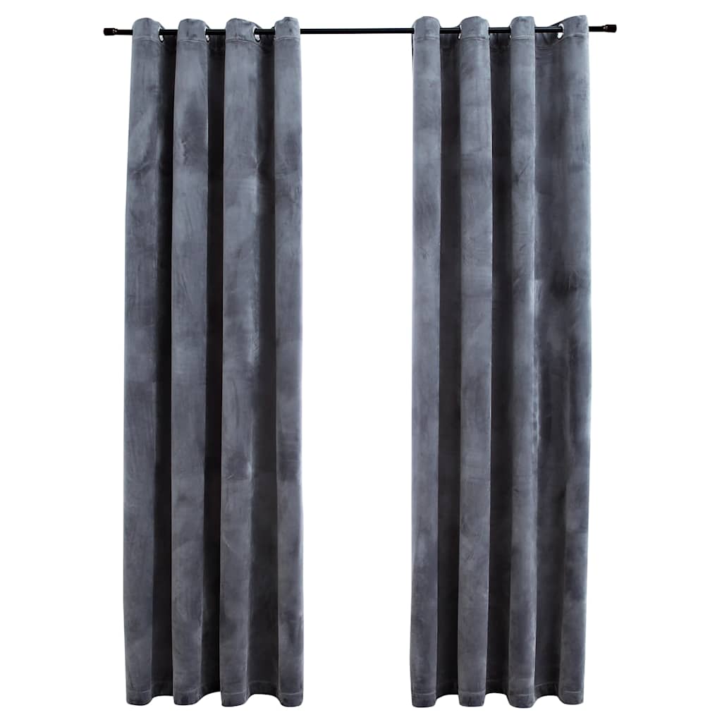 Paires de rideaux occultants avec œillets 2 pces Velours Anthracite 140x245 cm