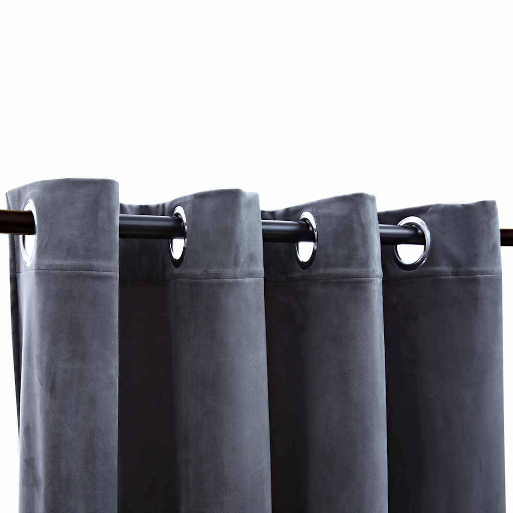 Rideau occultant à œillets métalliques Velours Anthracite 290 x 245 cm