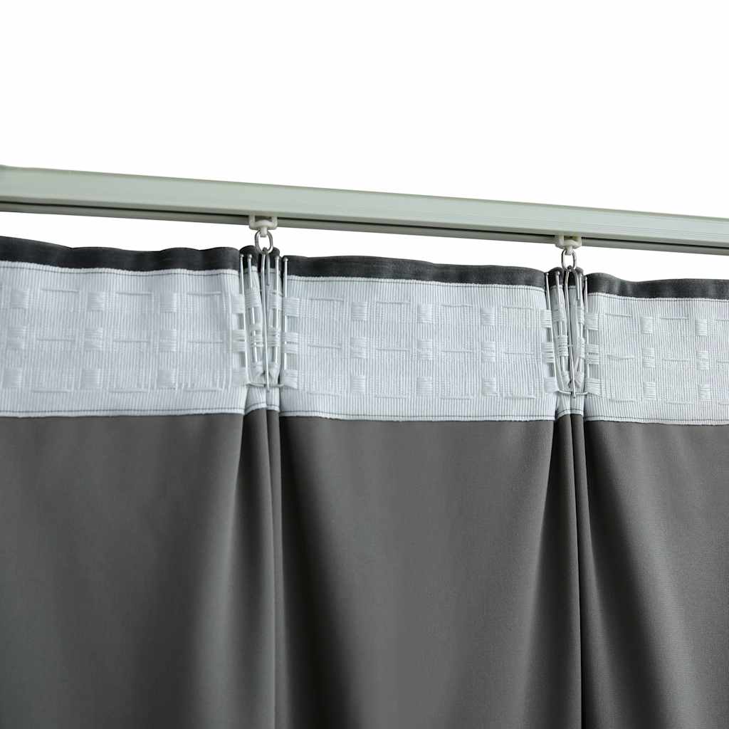 Rideaux occultants à crochets 2 pcs Velours Anthracite 140x175cm