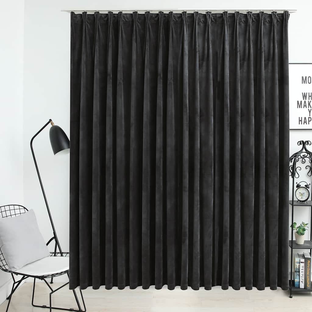 Blackout Curtain with Hooks Velvet Anthracite 290 x 245 cm