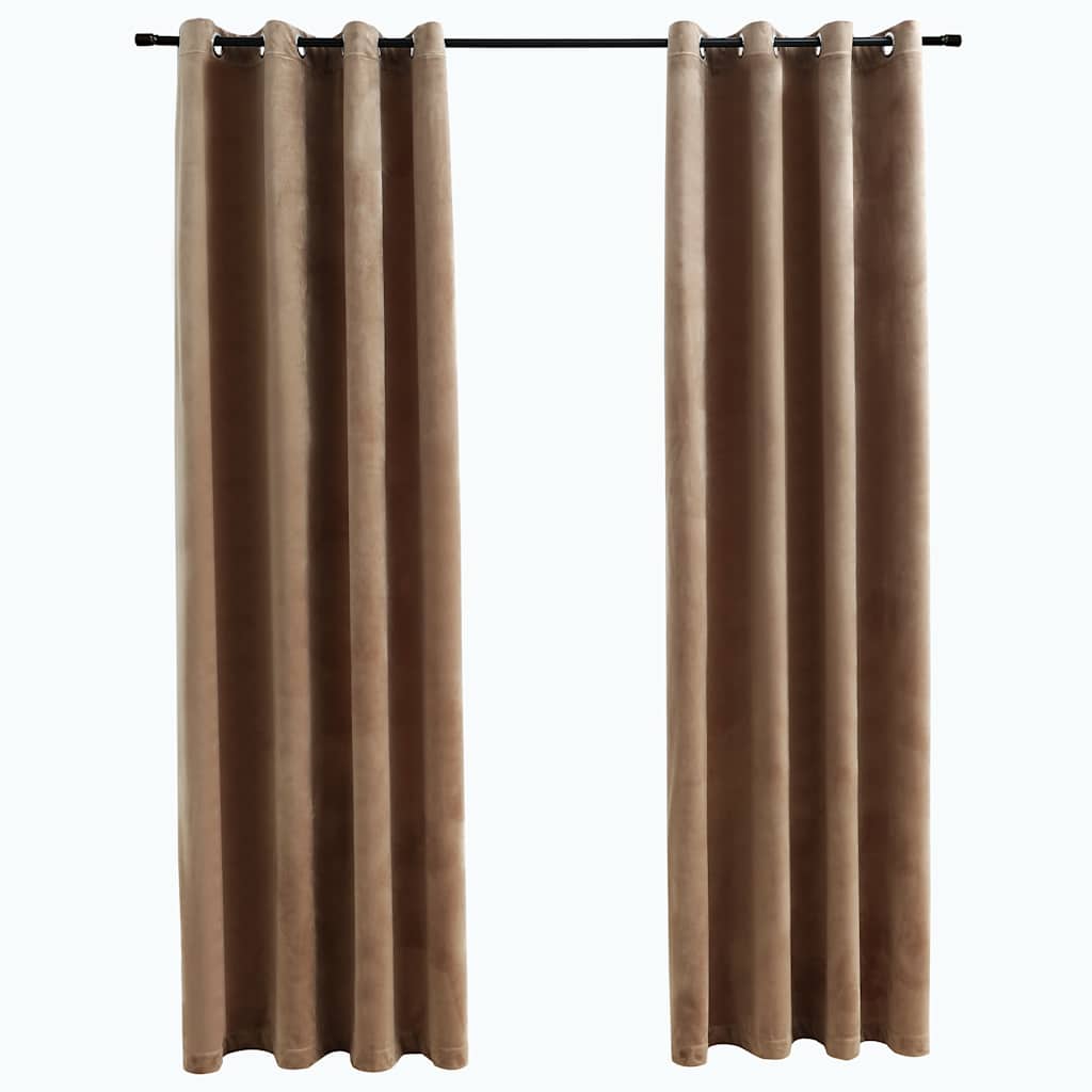 Rideaux occultants à œillets 2 pcs Velours Beige 140x175 cm