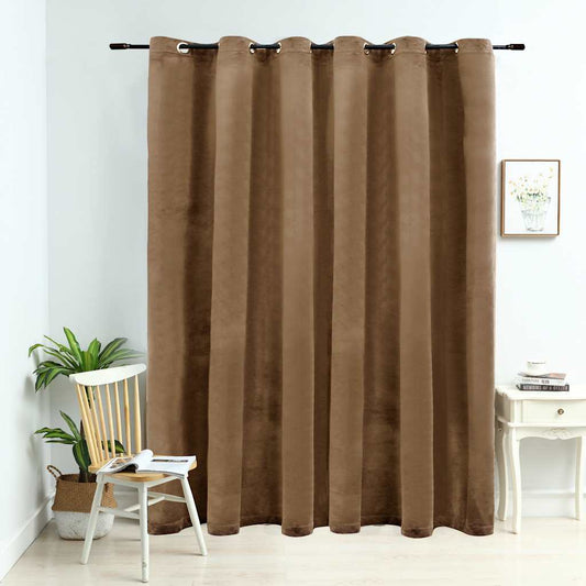 Rideau occultant à œillets métalliques en velours beige 290 x 245 cm