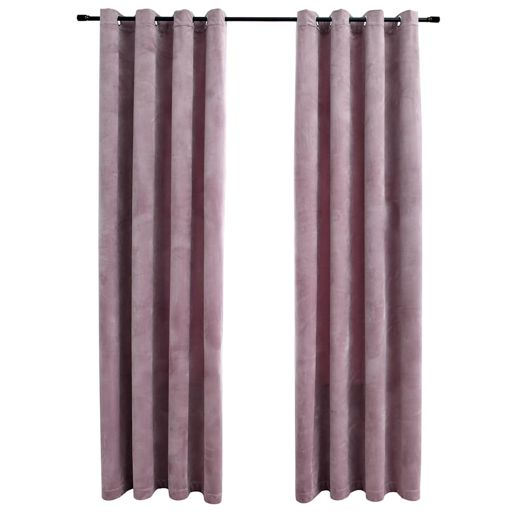 Blackout Curtains with Eyelets 2 pcs. Velvet Antique Pink 140x175cm