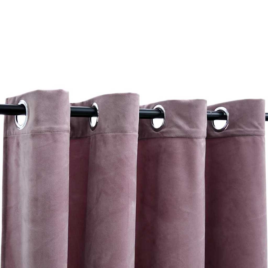 Blackout Curtains with Eyelets 2 pcs. Velvet Antique Pink 140x175cm