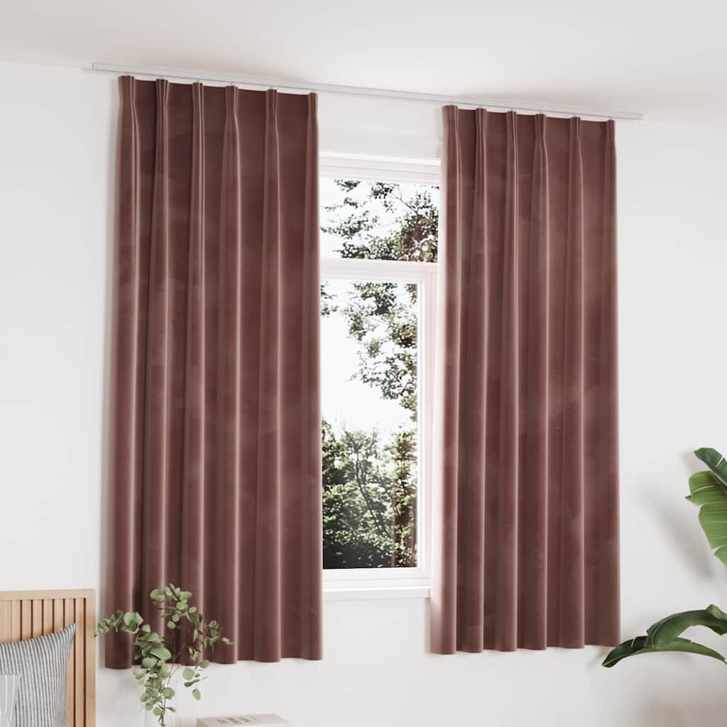 Verdunkelungsvorhänge Haken 2 Stk. Samt Antik-Rosa 140x175cm