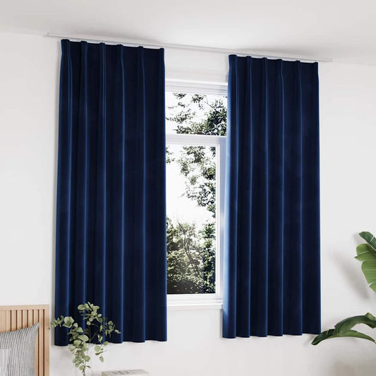 Rideaux occultants crochets 2 pcs Velours Bleu foncé 140x175cm
