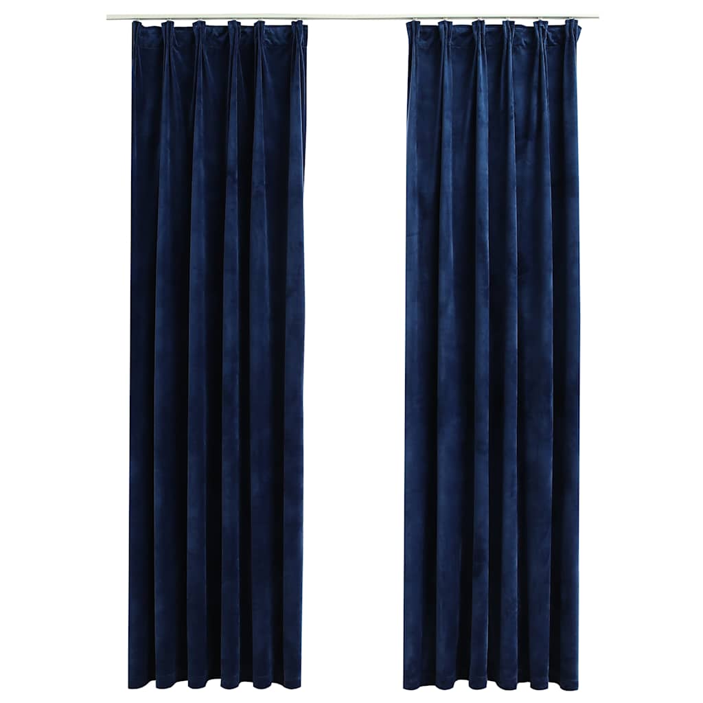 Blackout Curtains Hooks 2 pcs. Velvet Dark Blue 140x245cm