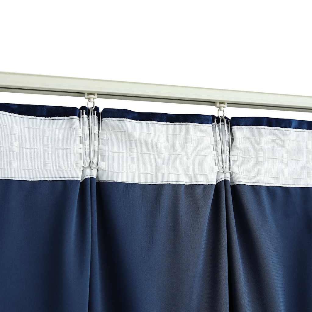 Blackout Curtains Hooks 2 pcs. Velvet Dark Blue 140x245cm