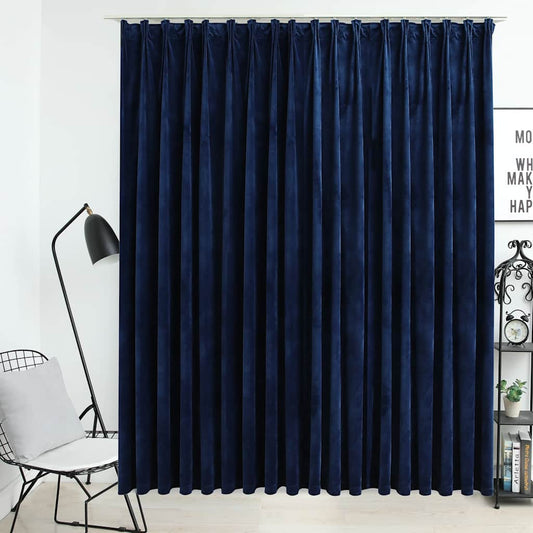 Rideau occultant avec crochets Velours Bleu foncé 290 x 245 cm