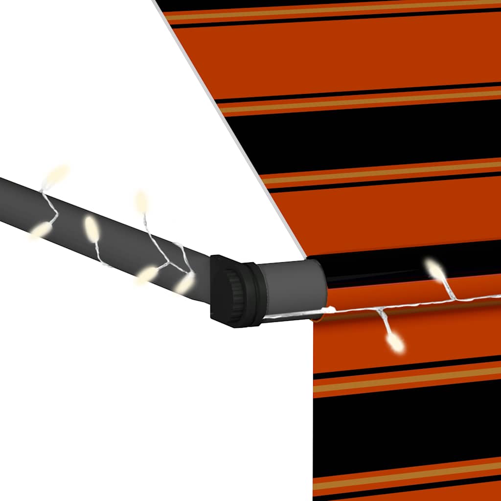 Einziehbare Markise Handbetrieben mit LED 350 cm Orange Braun