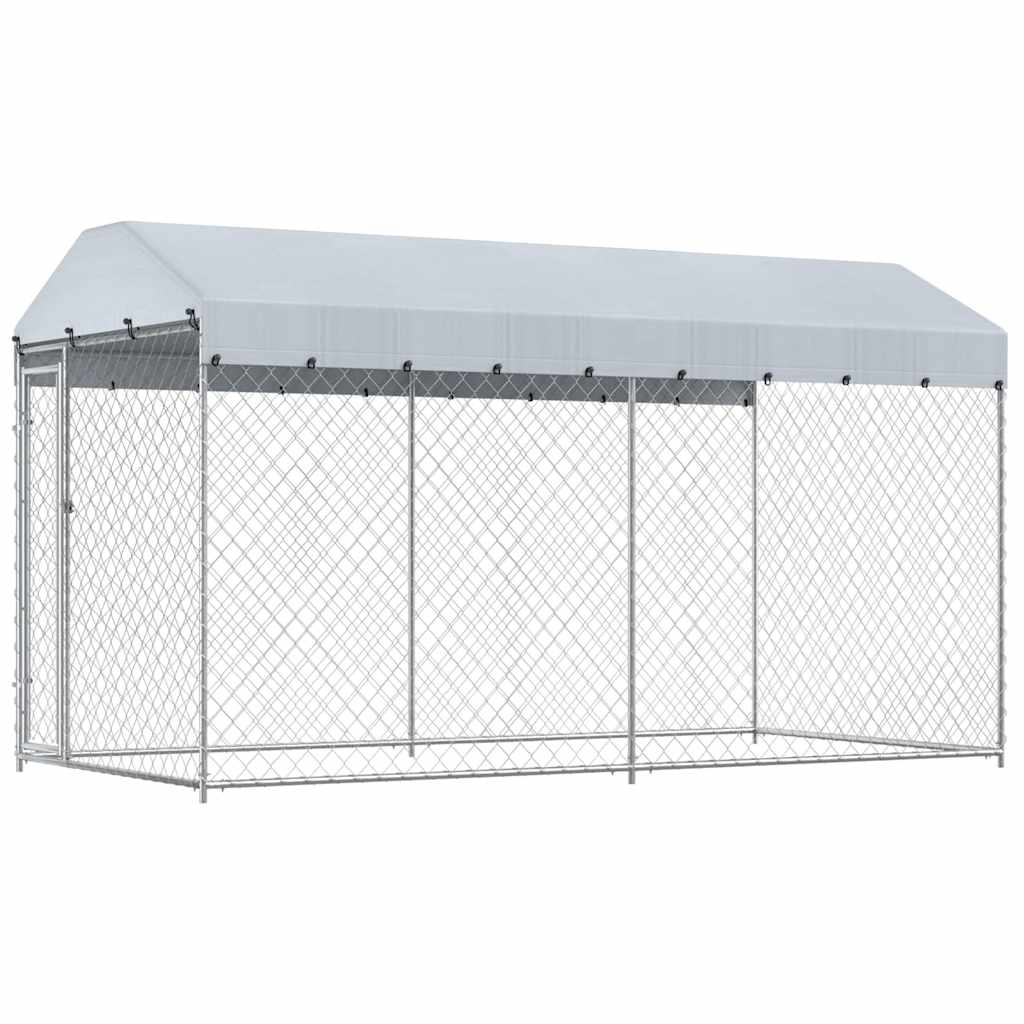 Outdoor-Hundezwinger mit Überdachung 382x192x225 cm