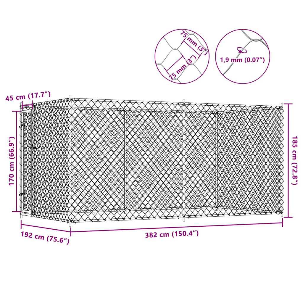Outdoor-Hundezwinger 382x192x185 cm