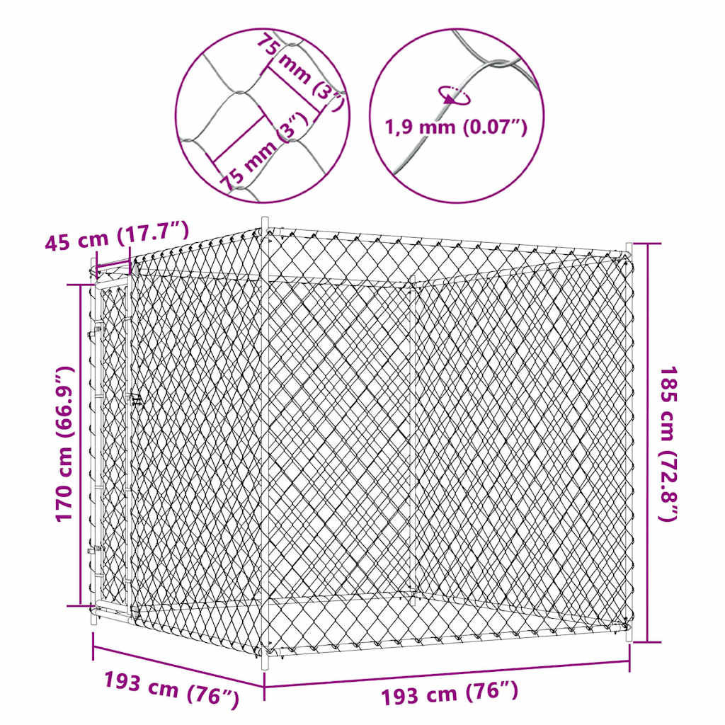 Outdoor-Hundezwinger 193x193x185 cm
