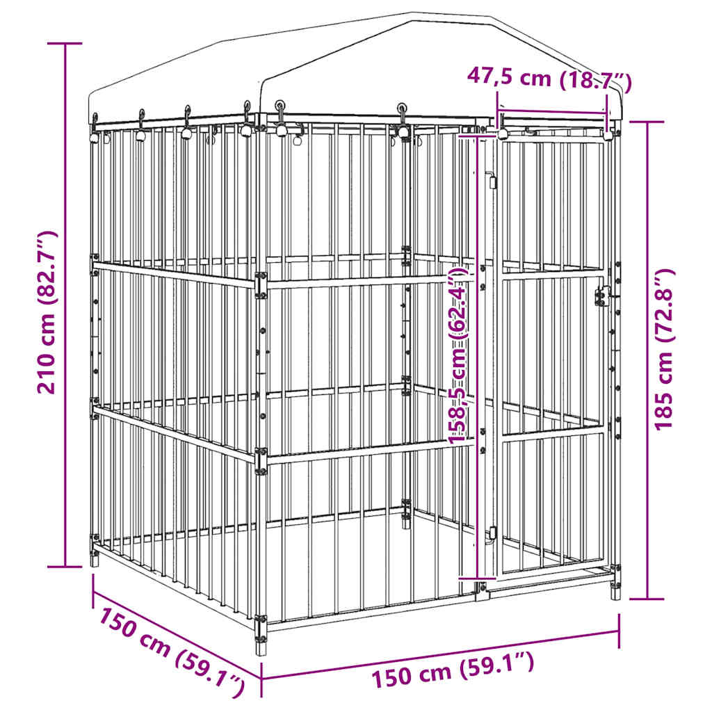 Outdoor-Hundezwinger mit Überdachung 150 x 150 x 200 cm
