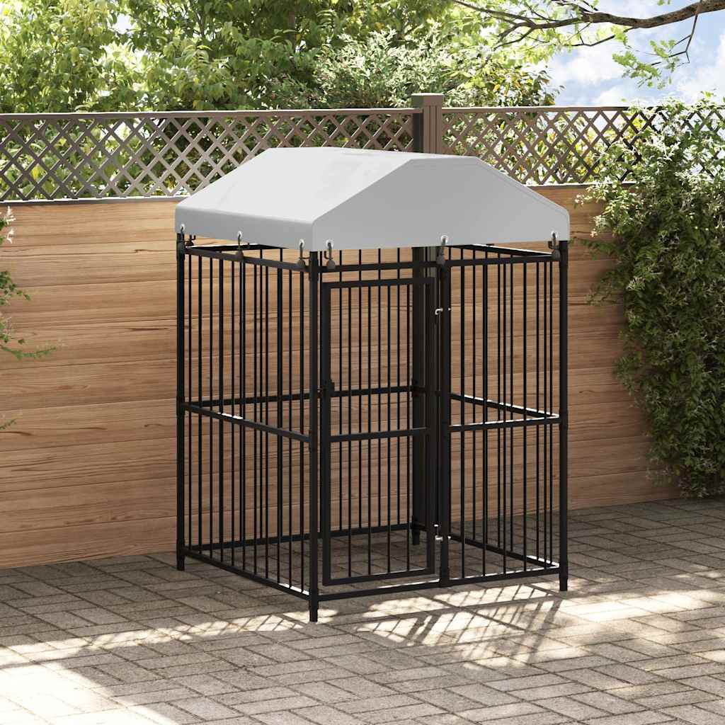 Outdoor-Hundezwinger mit Überdachung 120x120x150 cm