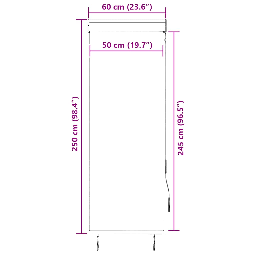 Außenrollo 60 x 250 cm Cremeweiß