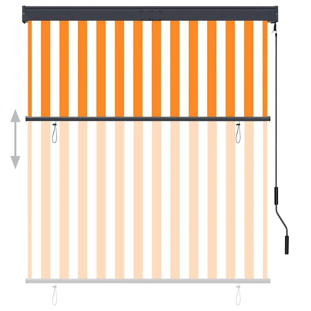 Store extérieur 140x250 cm Blanc et Orange