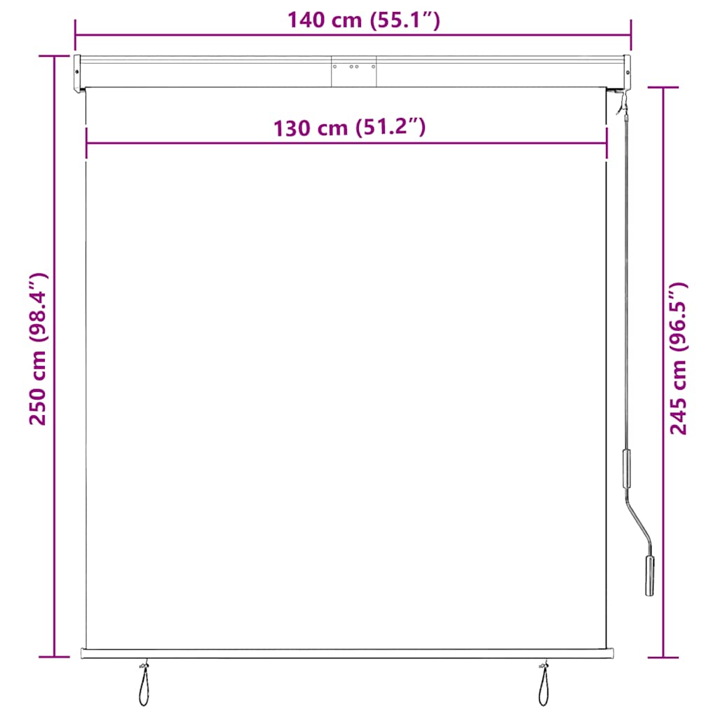 Store extérieur 140x250 cm Blanc et Orange