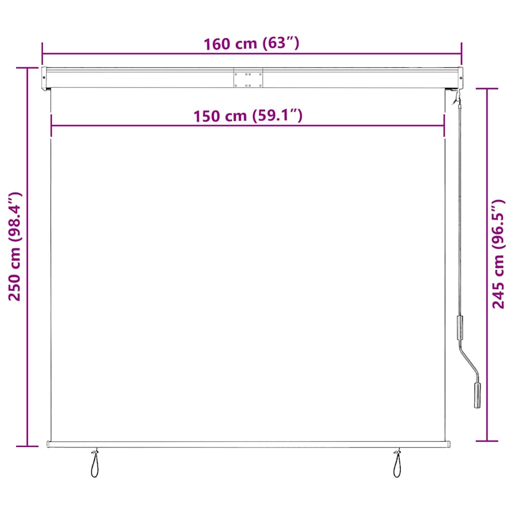 Außenrollo 160x250 cm Orange und Braun