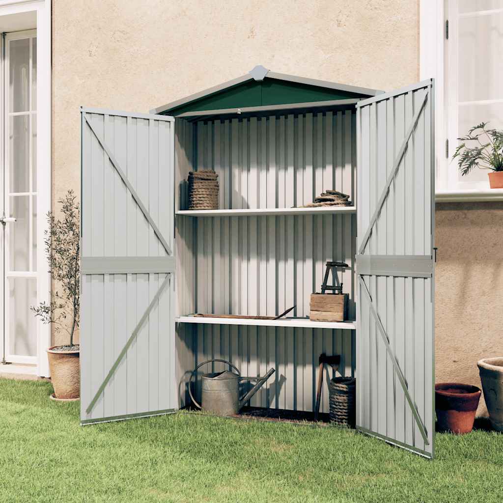 Gerätehaus Grün 116x45x175 cm Verzinkter Stahl