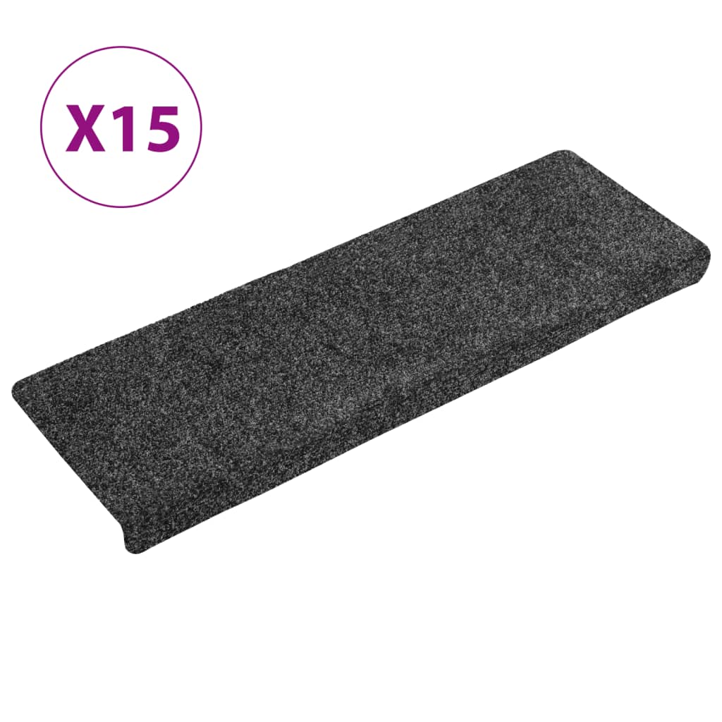 Stair Mats Self-Adhesive 15 pcs. 65x21x4 cm Grey Rectangular Edge