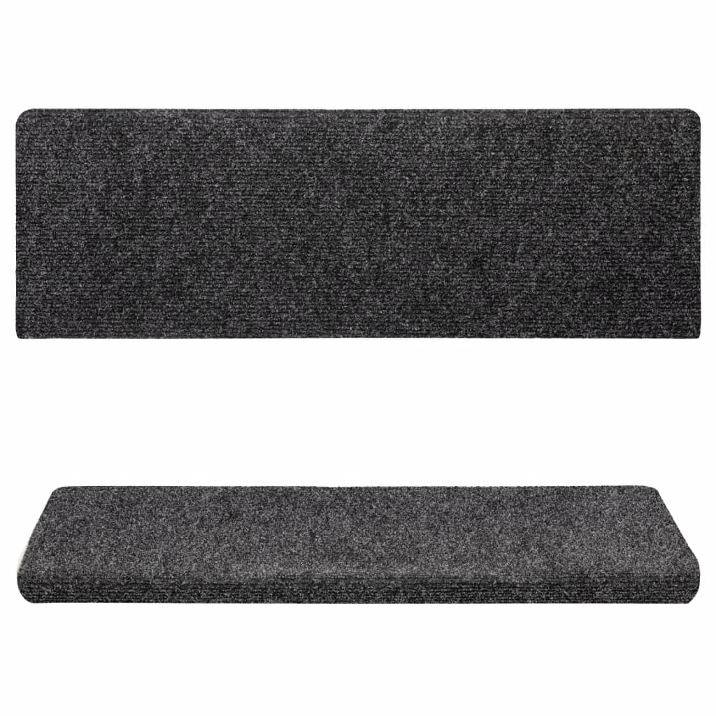 Stair Mats Self-Adhesive 15 pcs. 65x21x4 cm Grey Rectangular Edge