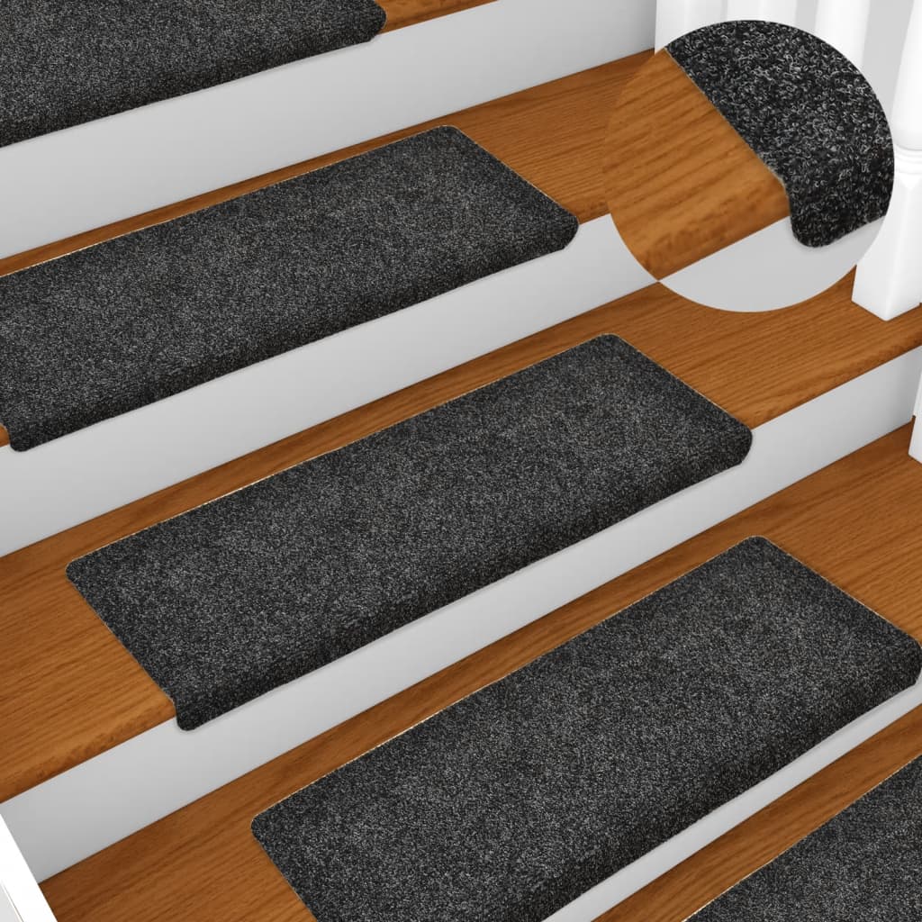 Stair Mats Self-Adhesive 15 pcs. 65x21x4 cm Grey Rectangular Edge
