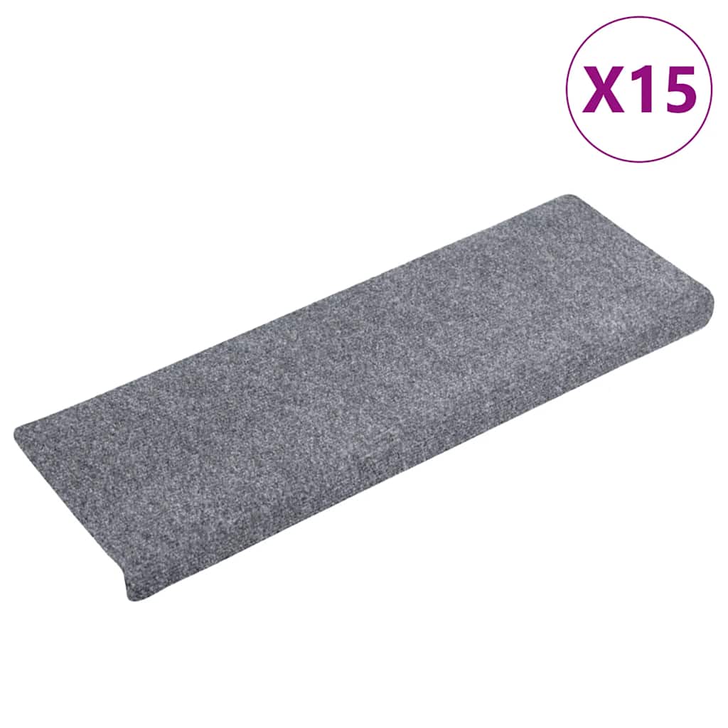 Tapis de marche auto-adhésifs 15 pces 65x21x4 cm gris clair bord rectangulaire
