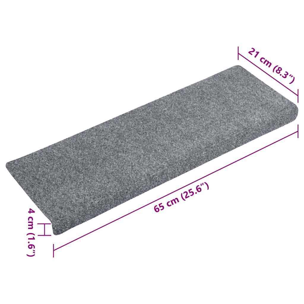 Tapis de marche auto-adhésifs 15 pces 65x21x4 cm gris clair bord rectangulaire