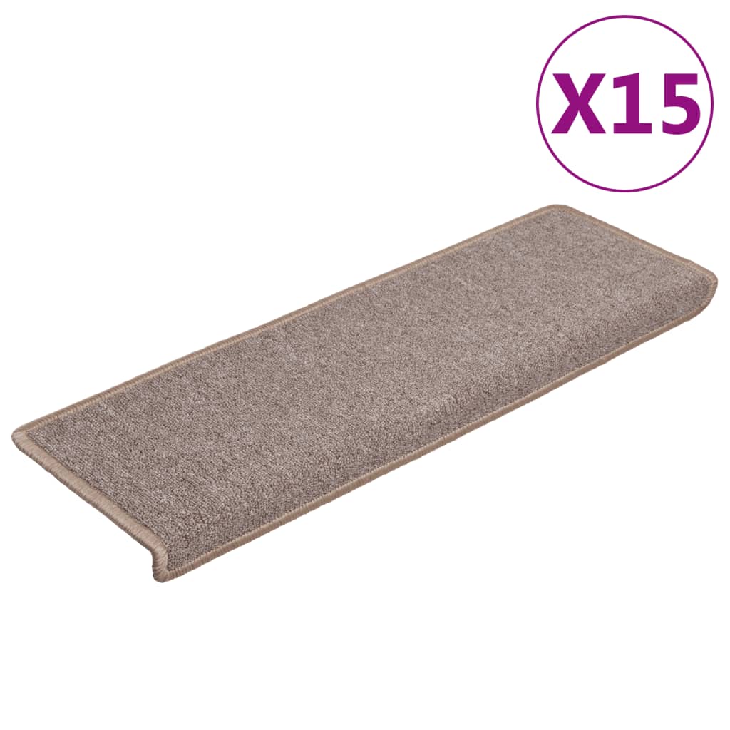 Stair Mats 15 pcs. 65x21x4 cm Light Brown Rectangular Edge