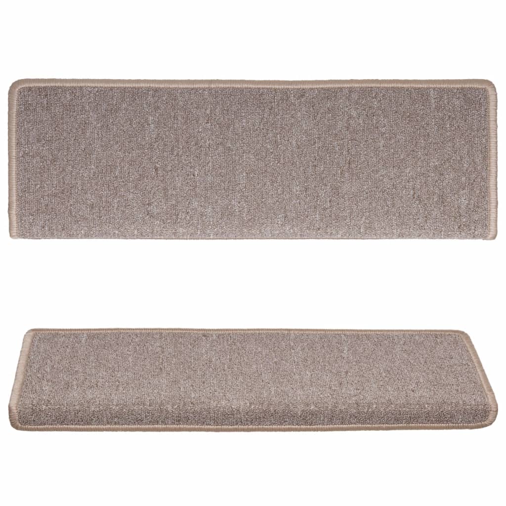 Stair Mats 15 pcs. 65x21x4 cm Light Brown Rectangular Edge