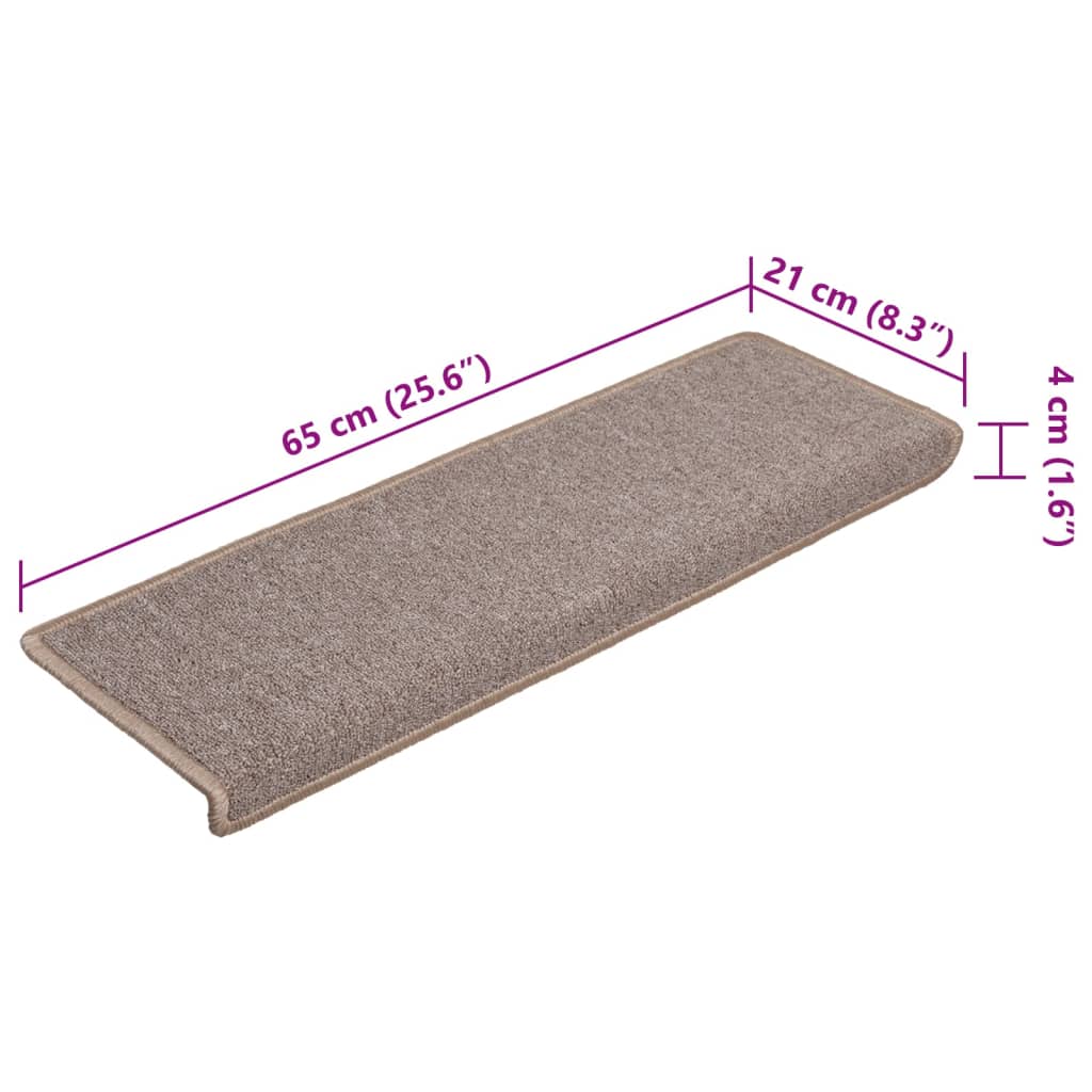 Stair Mats 15 pcs. 65x21x4 cm Light Brown Rectangular Edge