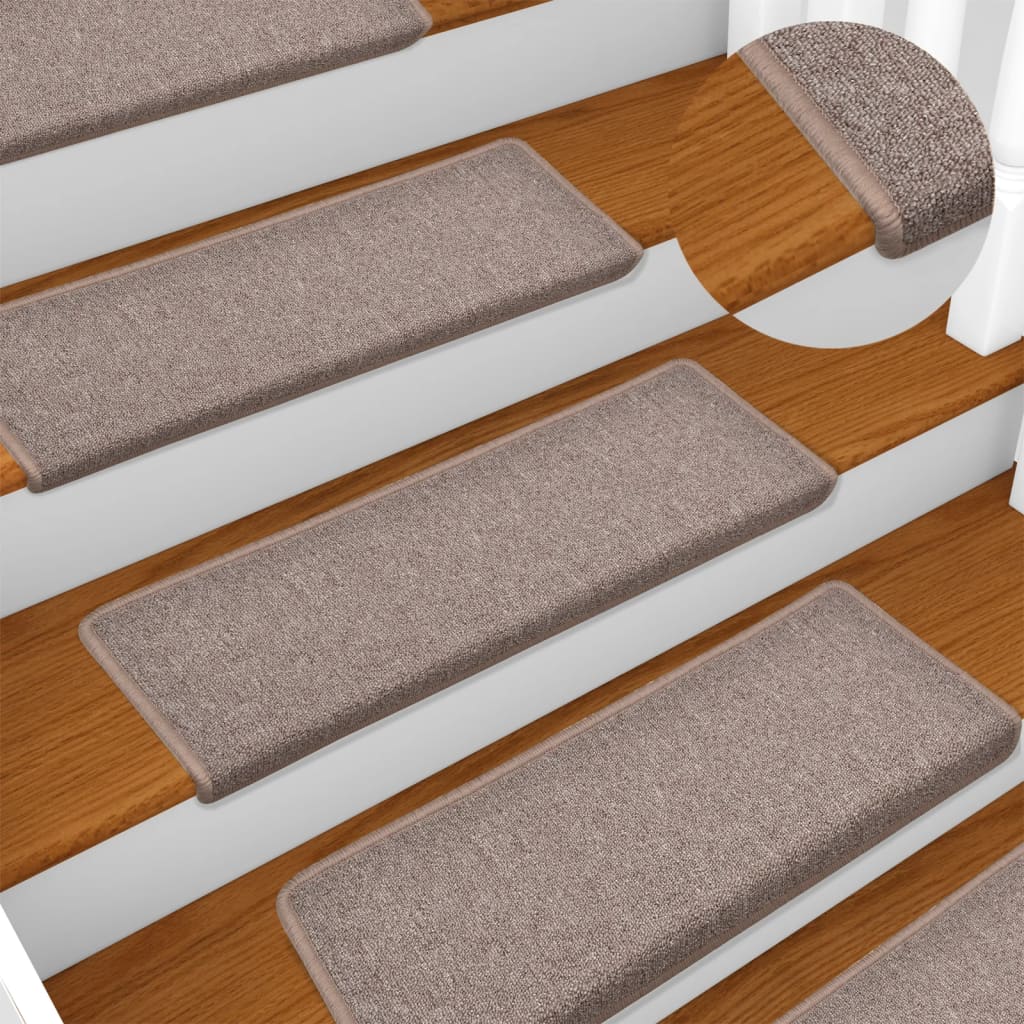 Stair Mats 15 pcs. 65x21x4 cm Light Brown Rectangular Edge