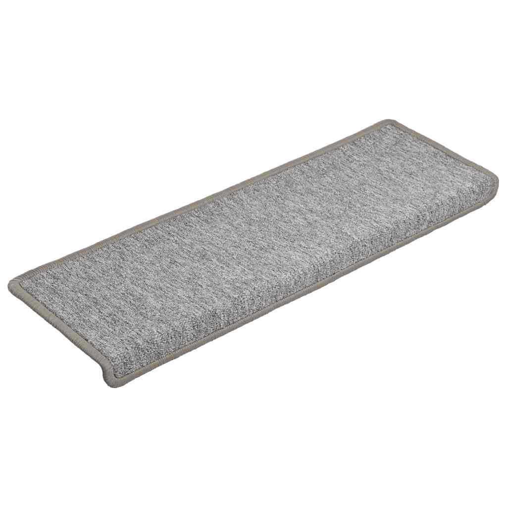 Stair mats 15 pcs. 65x21x4 cm Light Grey Rectangular Edge