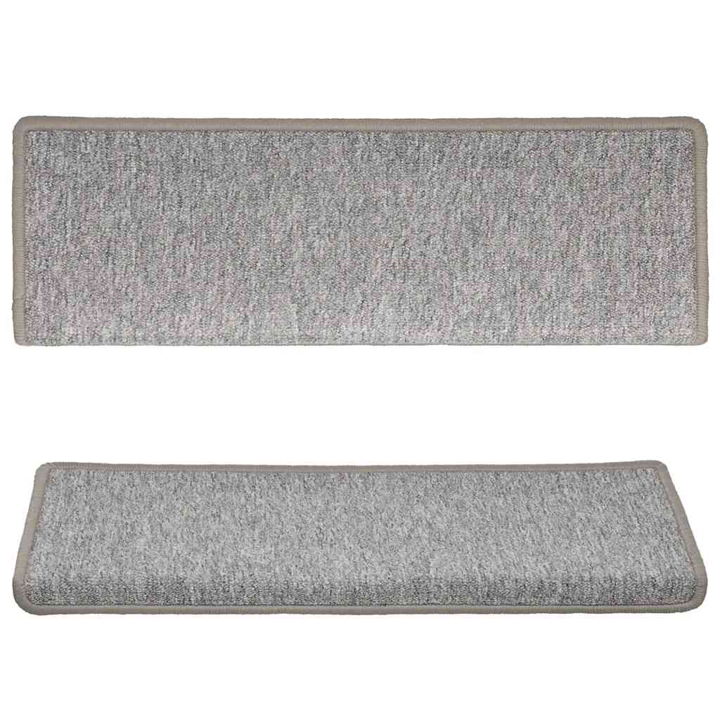 Stair mats 15 pcs. 65x21x4 cm Light Grey Rectangular Edge