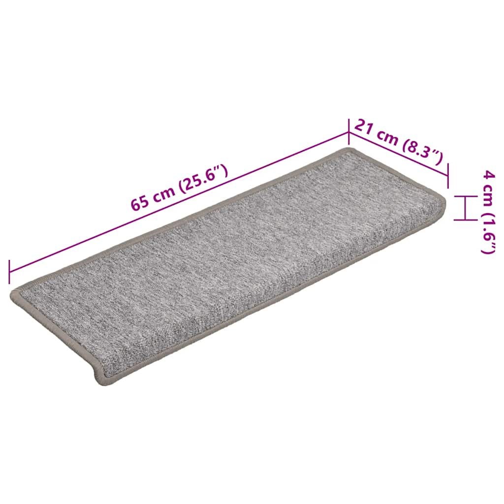 Stair mats 15 pcs. 65x21x4 cm Light Grey Rectangular Edge
