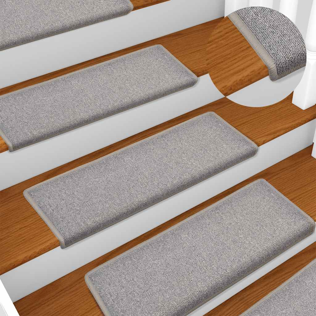 Stair mats 15 pcs. 65x21x4 cm Light Grey Rectangular Edge