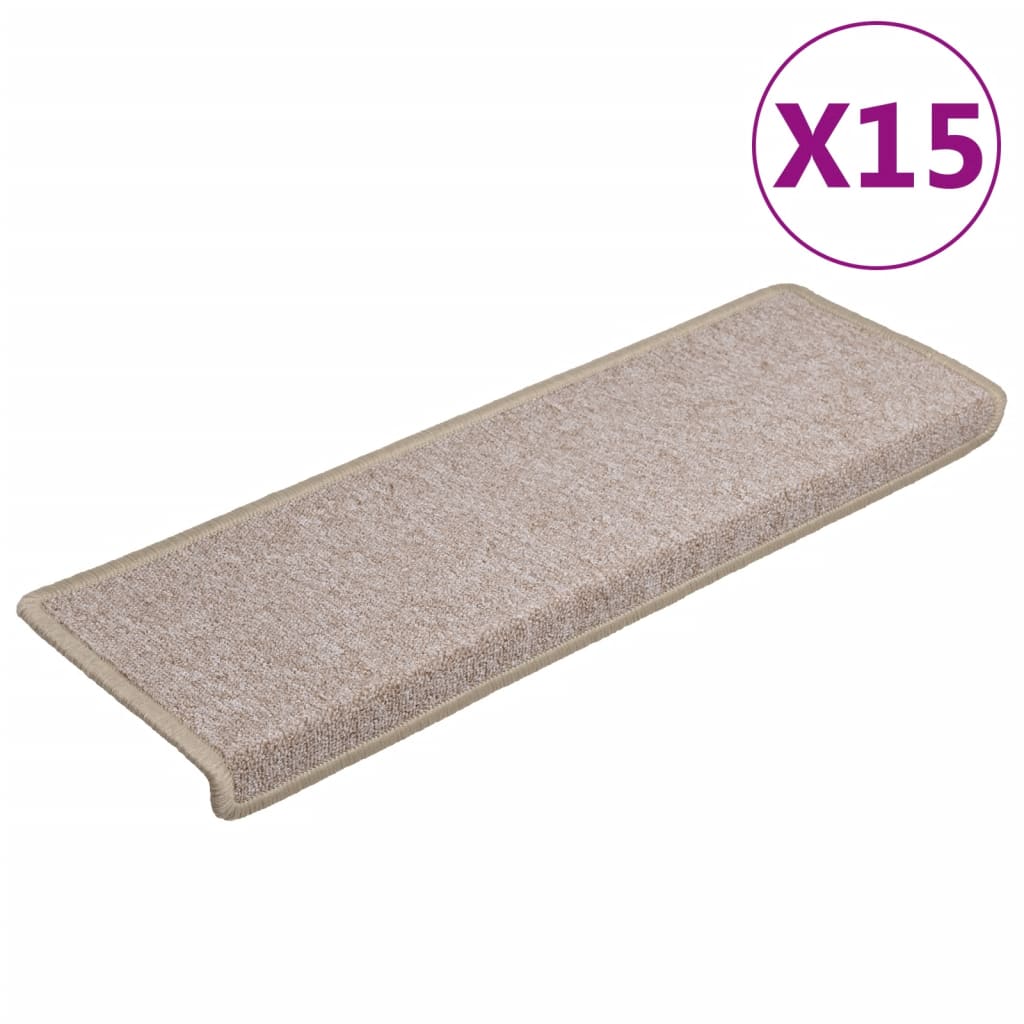 Stair Mats 15 pcs. 65x21x4 cm Taupe Rectangular Edge