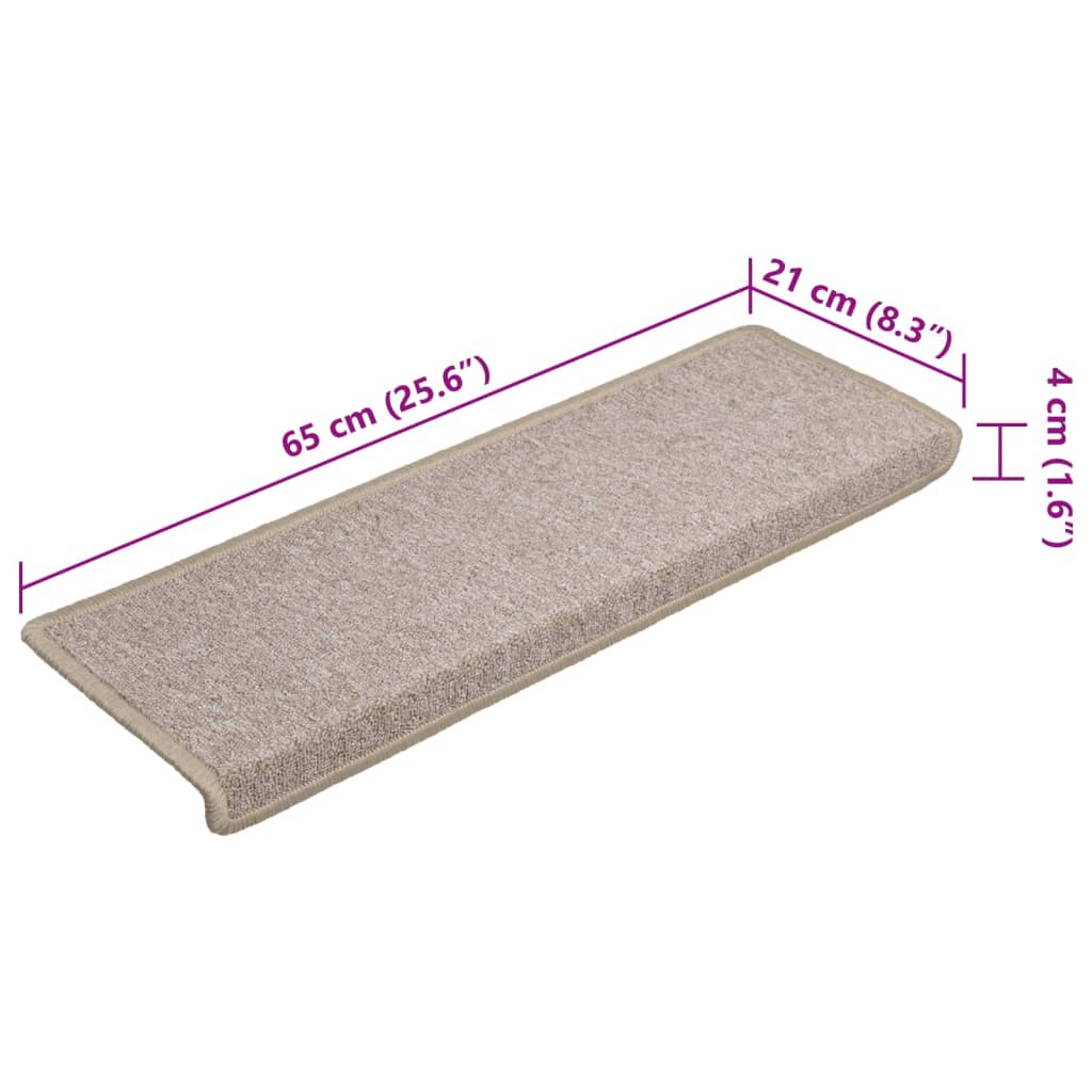 Stair Mats 15 pcs. 65x21x4 cm Taupe Rectangular Edge