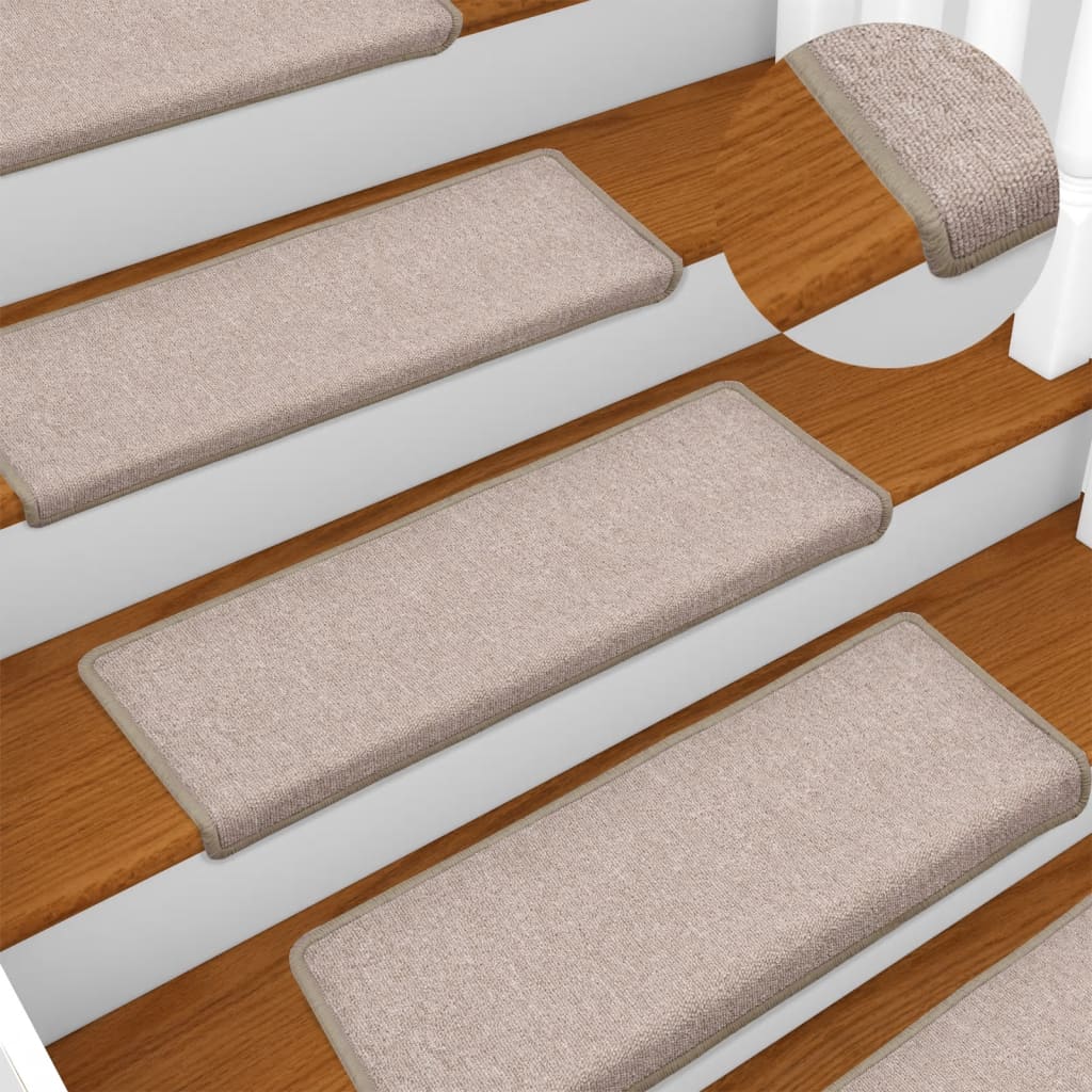 Stair Mats 15 pcs. 65x21x4 cm Taupe Rectangular Edge