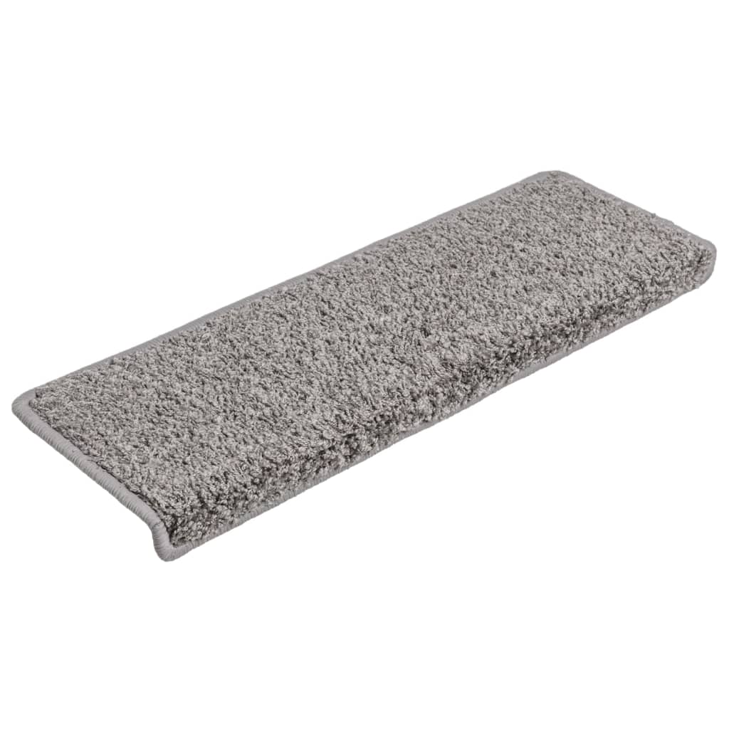 Tapis de marches 15 pièces 65x21x4 cm Gris Bord rectangulaire