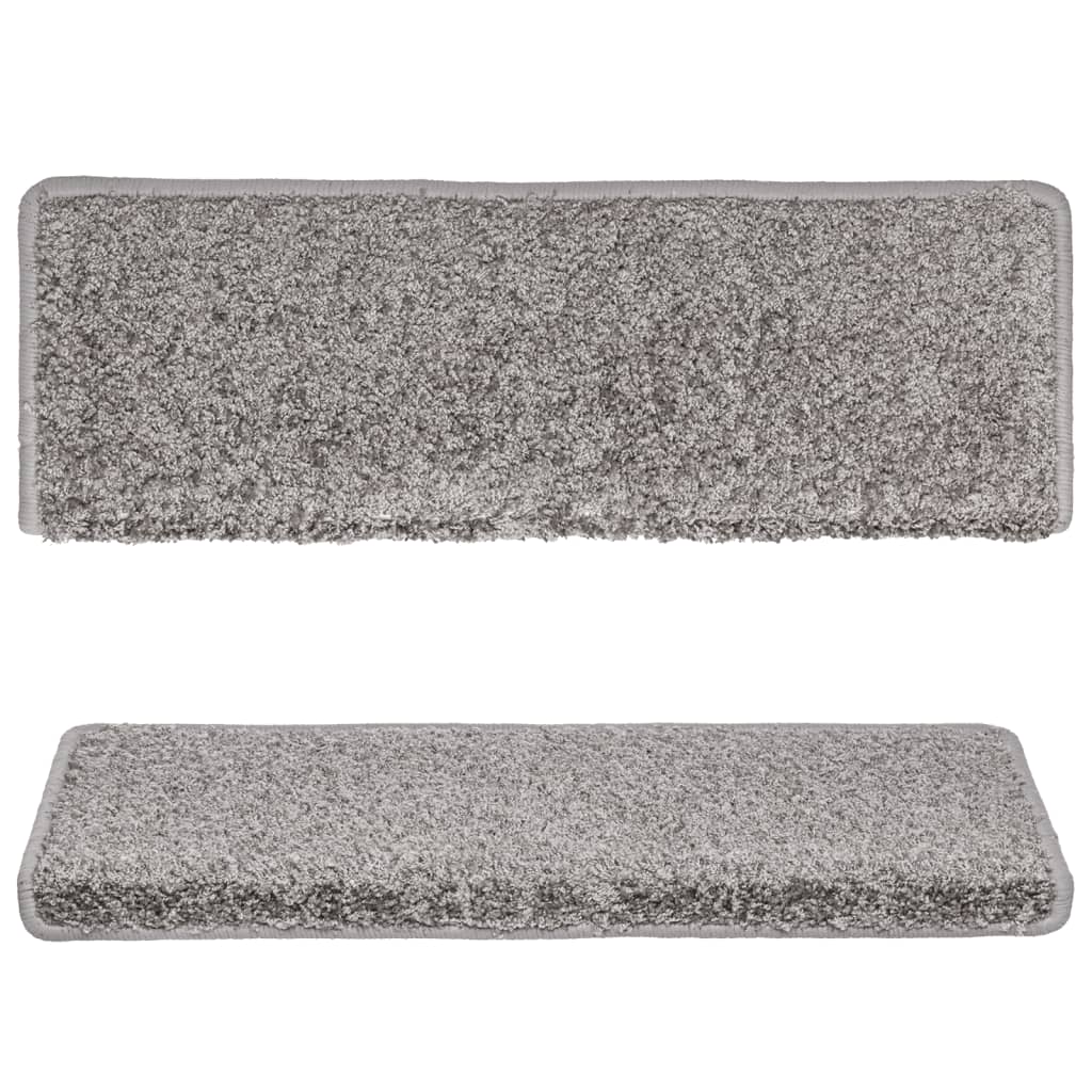 Tapis de marches 15 pièces 65x21x4 cm Gris Bord rectangulaire
