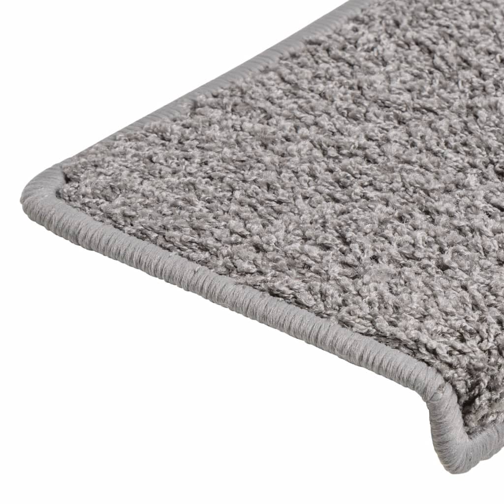 Tapis de marches 15 pièces 65x21x4 cm Gris Bord rectangulaire