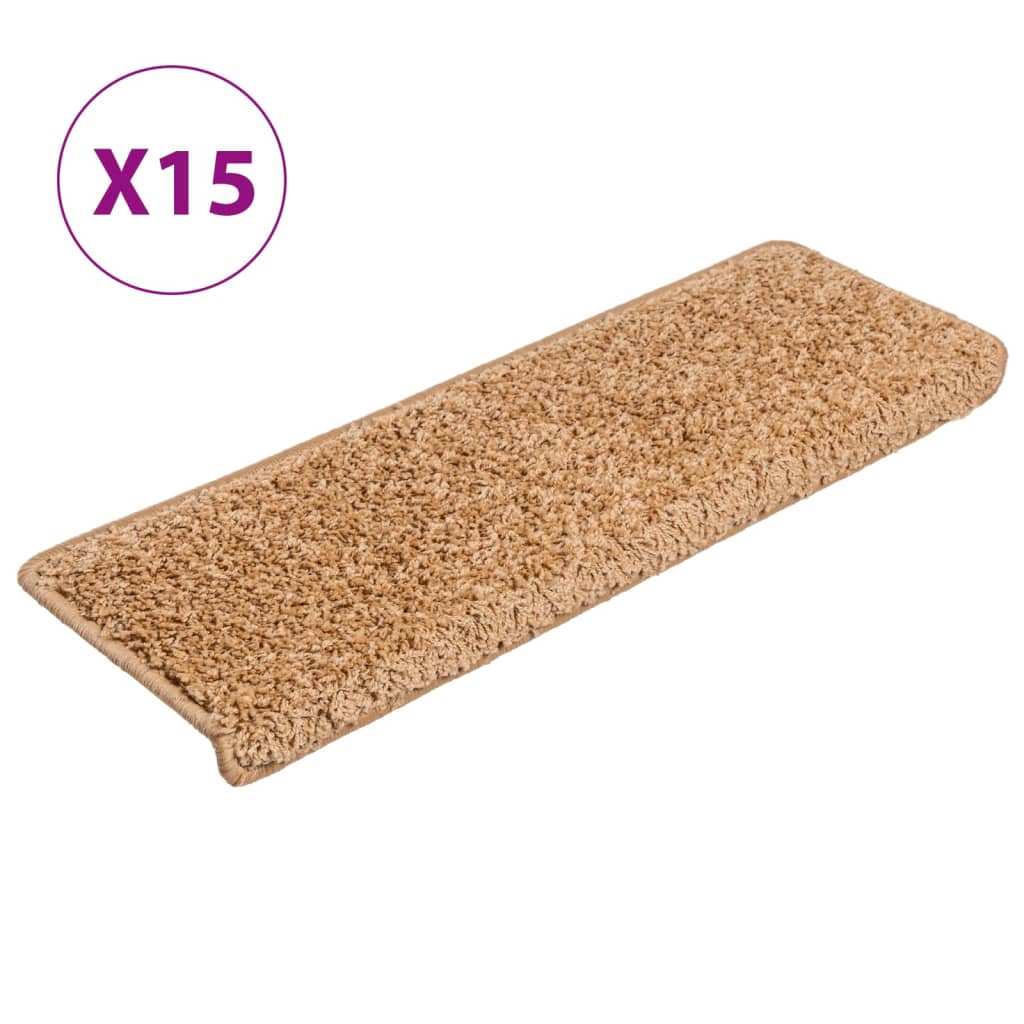 Tapis de marche 15 pcs 65x21x4 cm Beige Bord rectangulaire