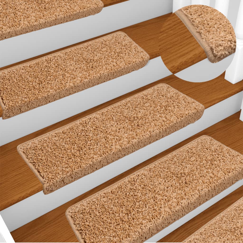 Tapis de marche 15 pcs 65x21x4 cm Beige Bord rectangulaire