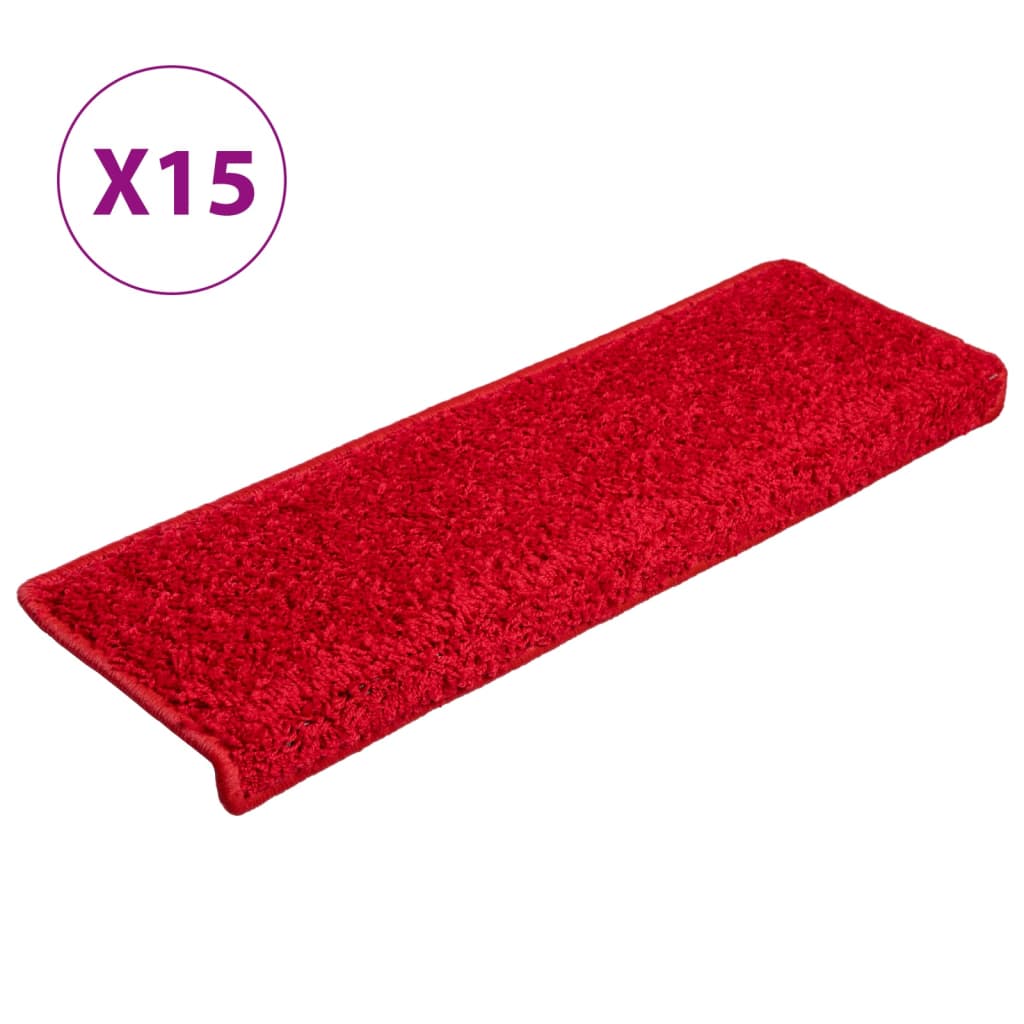 Stair Mats 15 pcs. 65x21x4 cm Red Rectangular Edge