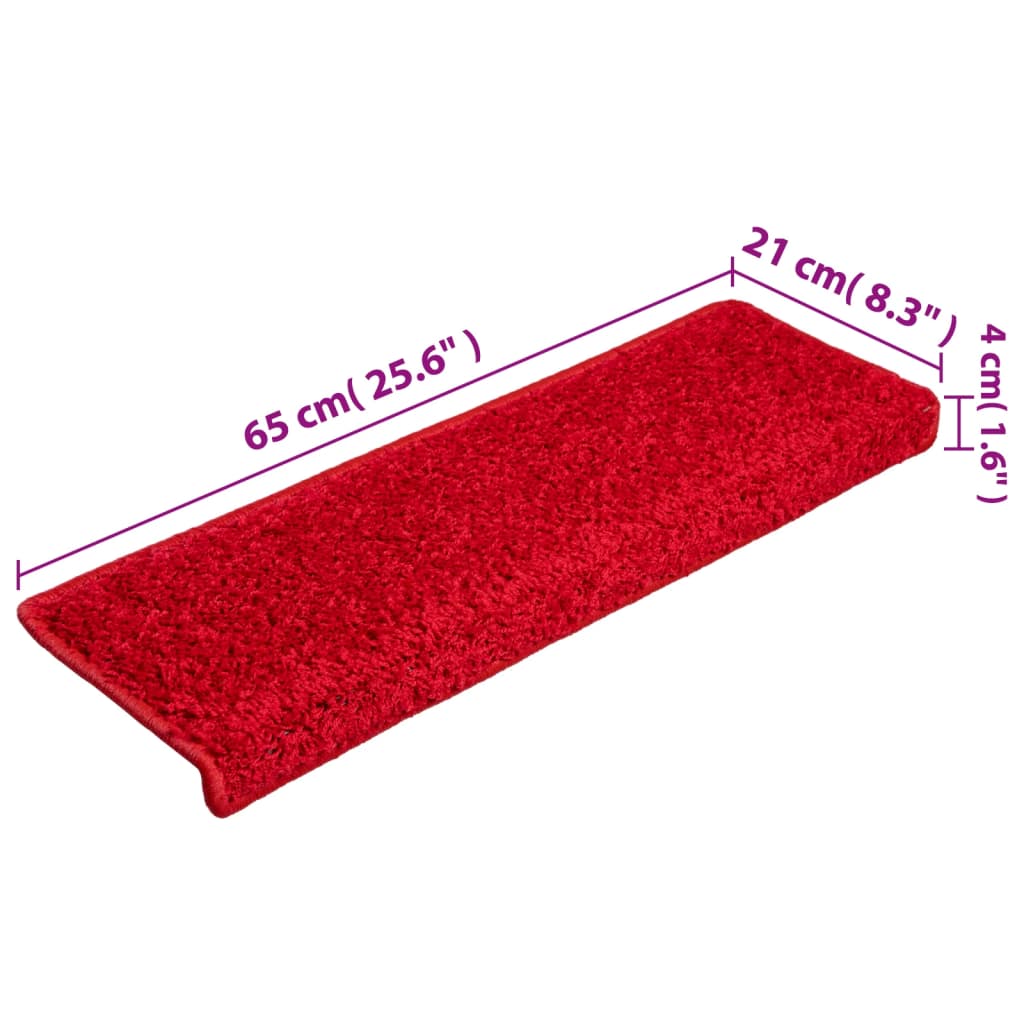Stair Mats 15 pcs. 65x21x4 cm Red Rectangular Edge
